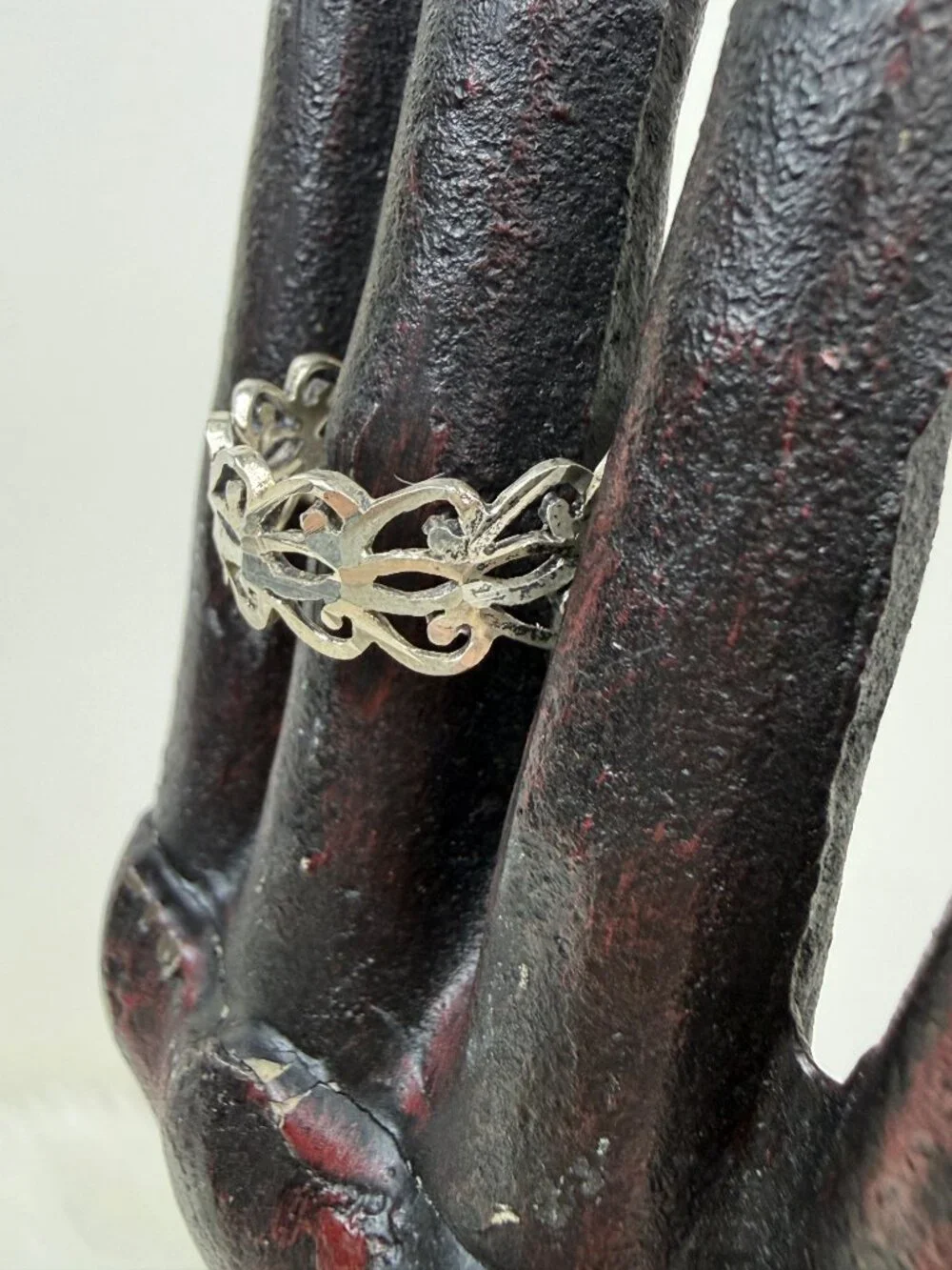 Sterling Silver Diamond Cut Open Work Ring Size 11.25